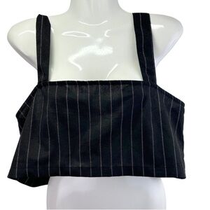 LUCCA | Pinstripe Wide Strap Crop Top